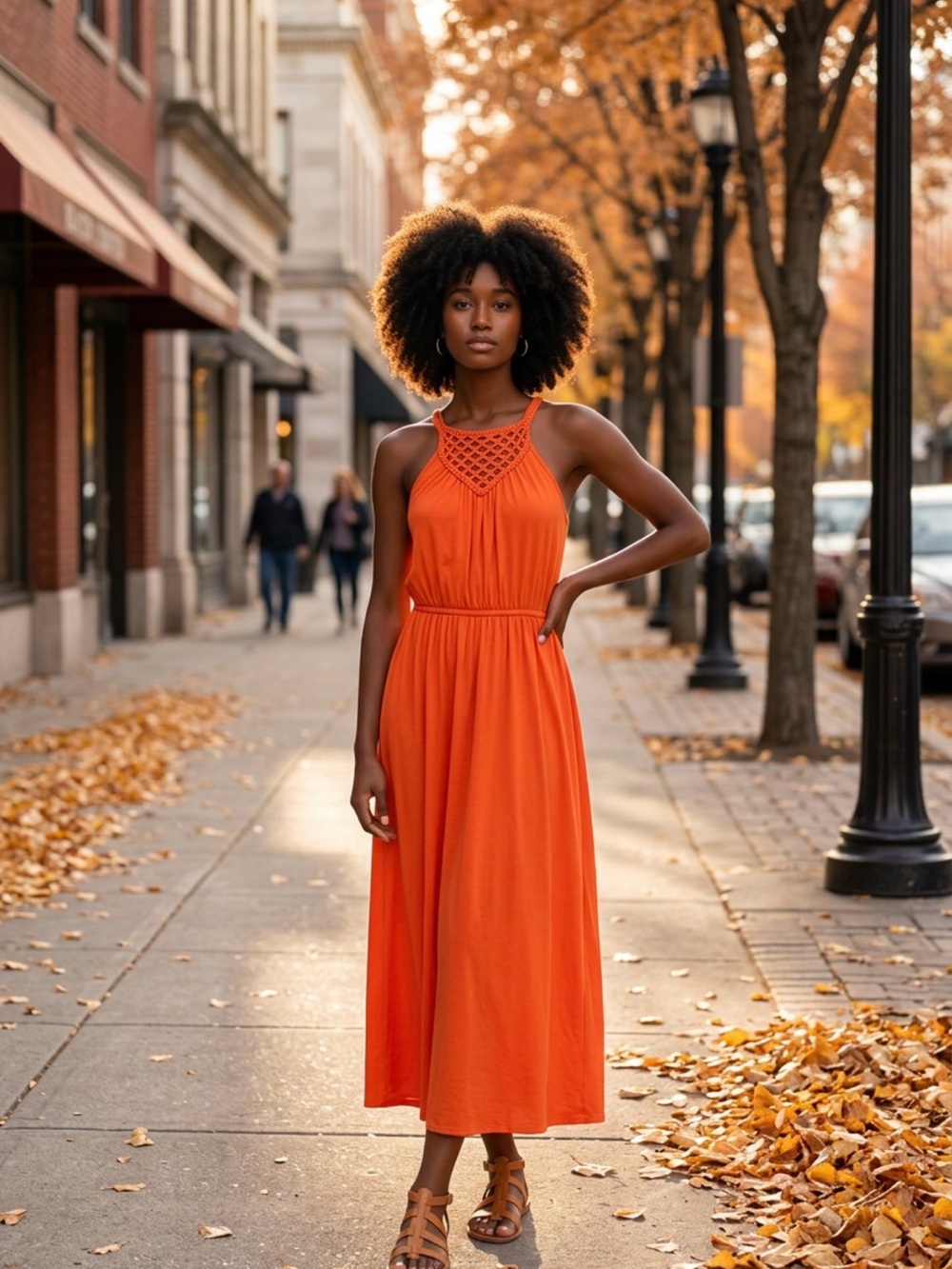 Lauren Maxi Orange Sleeveless Dress 🌹